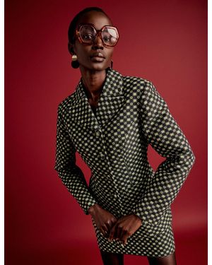 Nobody's Child Nc X Lisou And Lime Jacquard Checkerboard Fitted Blazer - Red