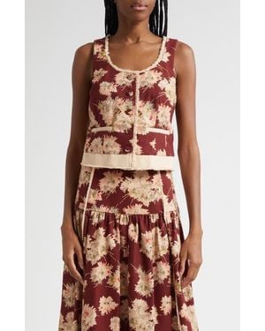 Cinq À Sept Rowena Mae Bouquet Floral Top - Red