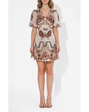 Adelyn Rae Abigail Placed Print Minidress - Natural