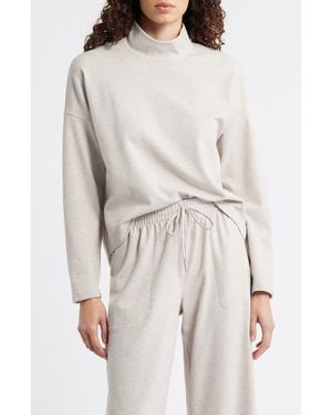 Caslon Drop Shoulder Turtleneck Sweatshirt - Gray