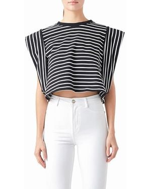 Endless Rose Stripe Crop T-Shirt - Black