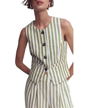 Boden Stripe Linen Vest - White