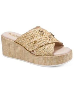 KARL LAGERFELD Caleigh Woven Platform Wedge Sandal - Metallic