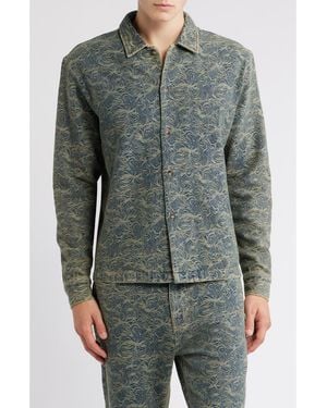 RIZORT Maze Denim Button-Up Shirt Jacket - Green