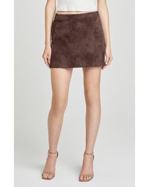Wayf Freya Faux Suede Miniskirt - Brown