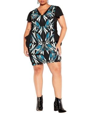 City Chic Nadia Print Tunic - Blue