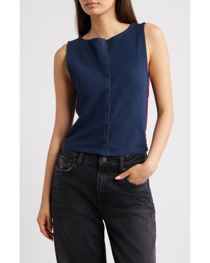 Damson Madder Devon Shrunken Pointelle Polo - Blue