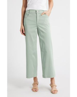 Wit & Wisdom Sam High Waist Ankle Wide Leg Twill Pants - Green