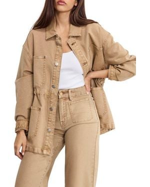 GOOD AMERICAN Oversize Canvas Shirt Jacket - Natural