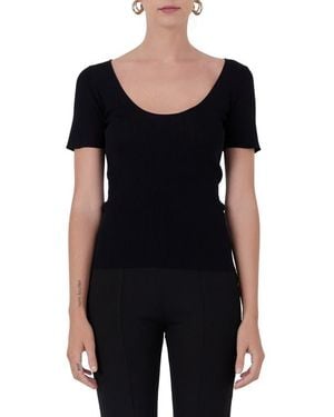 Endless Rose Short Sleeve Ribbed Sweater - Black