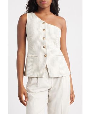 TOPSHOP Stripe One-Shoulder Vest - White