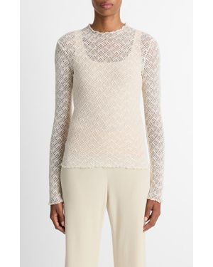 Vince Lace Mock Neck Top - White