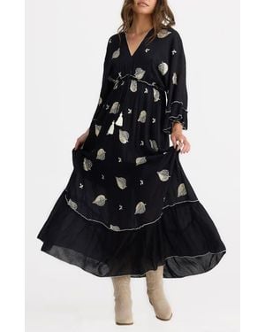 Talisman the Label Ebony Embellished Long Sleeve Maxi Dress - Black