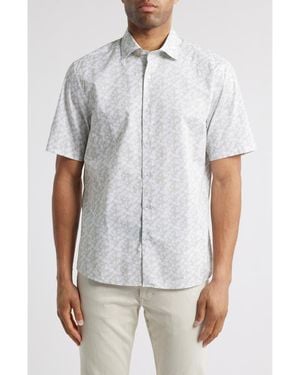 Robert Barakett Fendlake Short Sleeve Woven Button-Up Shirt - Gray