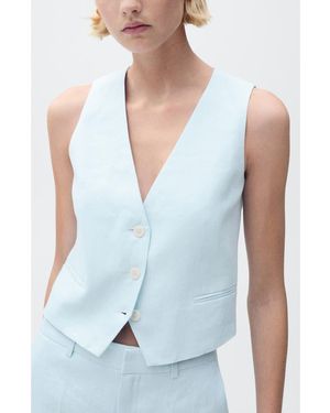 Mango Linen Vest - Blue
