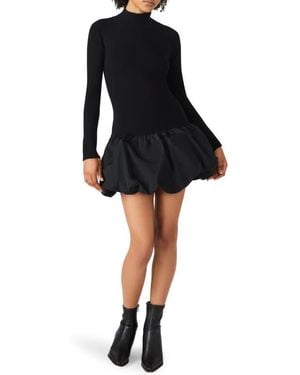 Steve Madden Penna Long Sleeve Bubble Hem Minidress - Black