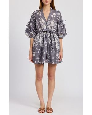 En Saison Sydney Floral Print Puff Sleeve Minidress - Multicolor