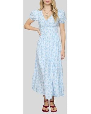 Blu Pepper Floral Print Midi Dress - Blue