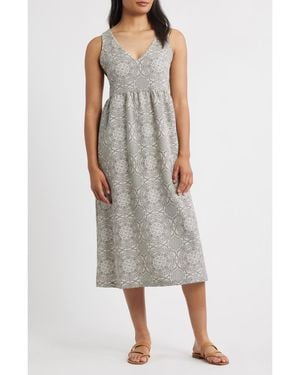 Bobeau Tie Back Sleeveless Midi Dress - Gray