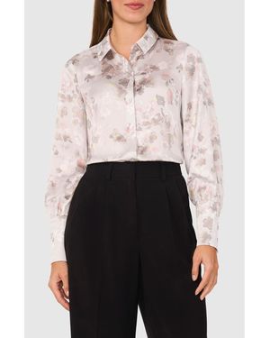 Halogen® Satin Button-Up Shirt - White