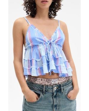 BDG Frill Babydoll Crop Camisole - Blue