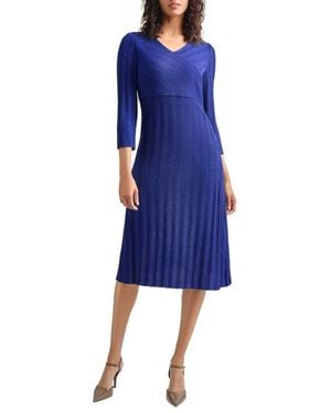 Misook Textural Stripe Midi Sweater Dress - Blue
