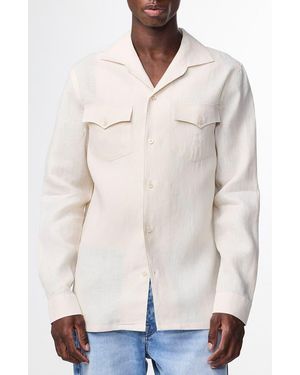 NN07 Pax 5708 Long Sleeve Linen Camp Shirt - White