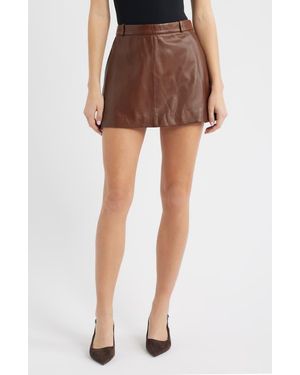 FRAME The Leather Miniskirt - Brown