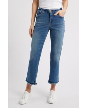 Wit & Wisdom Tatum Frayed High Waist Ankle Bootcut Jeans - Blue