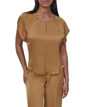 DKNY Glazed Crinkle Satin Top - Brown