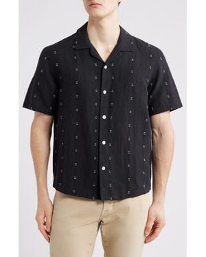Rag & Bone Avery Embroidered Cotton & Linen Linen Camp Shirt - Black