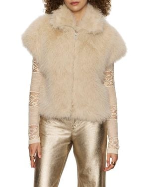 Sanctuary Silky Faux Fur Vest - Natural