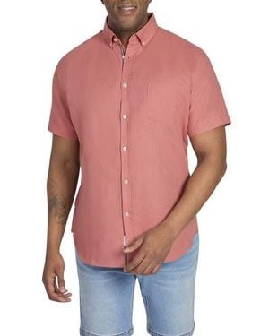 Johnny Bigg Fresno Short Sleeve Linen & Cotton Button-Down Shirt - Red