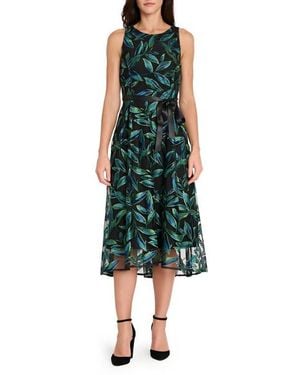 Tahari Embroidered Midi Dress - Green