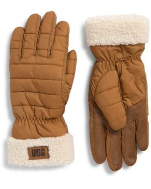 UGG Aw Uggfluff Cuff Gloves - Brown