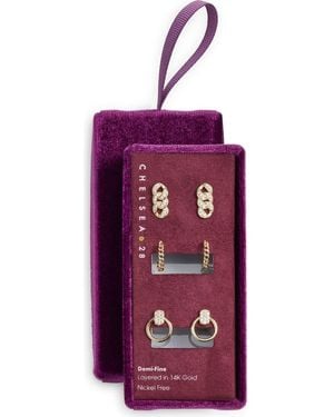 Chelsea28 3 Pairs Of Demi Fine Link Earrings - Purple