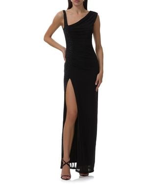 AFRM Becky Rhinestone Shirred Cocktail Dress - Black