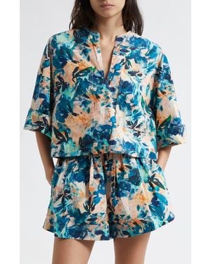 Ulla Johnson Suri Floral Cotton Top - Blue