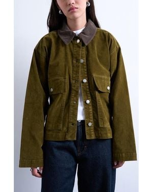 TOPSHOP Corduroy Collar Jacket - Green