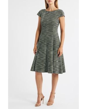 Eliza J Cap Sleeve Fit & Flare Dress - Green