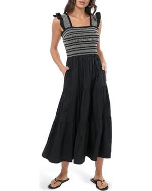 Adelyn Rae Katie Smocked Midi Sundress - Black