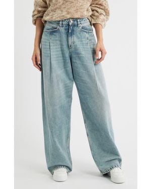 BOSS High Waist Slouchy Pleated Jeans - Blue