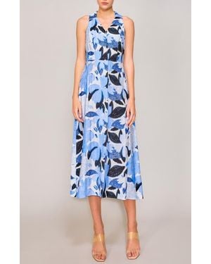 MELLODAY Floral Print Sleeveless Dress - Blue