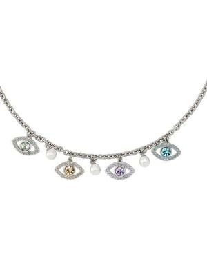 Kurt Geiger Pavé Evil Eye Charm Necklace - Metallic