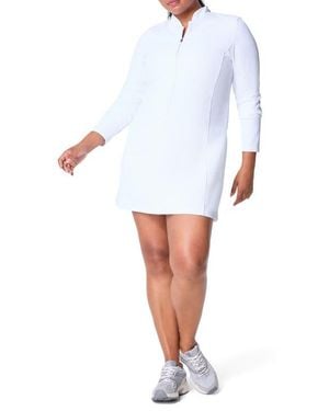Spanx Half-Zip Rib Minidress - White