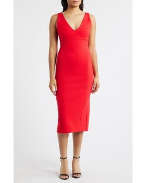 Spanx Spanxshape Ponte V-Neck Sleeveless Midi Dress - Red
