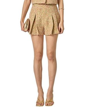 English Factory Pleated Tweed Shorts - Natural