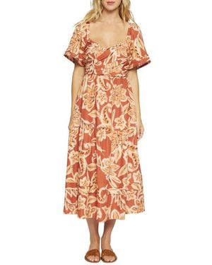 Lost + Wander Terra Di Siena Floral Tiered Midi Dress - Multicolor