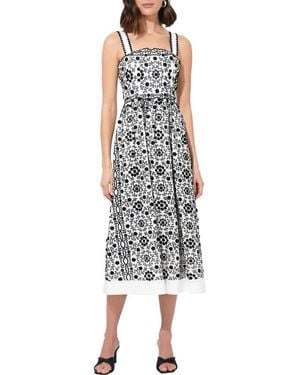 Adelyn Rae Cyrus Floral Embroidered Cotton Fit & Flare Dress - Black