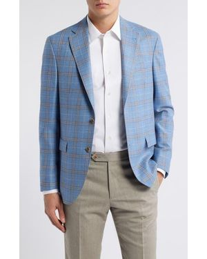 Jack Victor Midland Contemporary Fit Plaid Slub Wool Sport Coat - Blue
